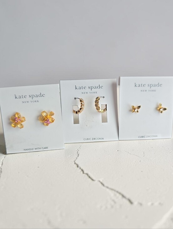 kate spade Jewelry - kate spade gold-tone Earring Pick Butterfly, Clear Stone Hoops Or Flowers